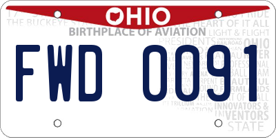 OH license plate FWD0091