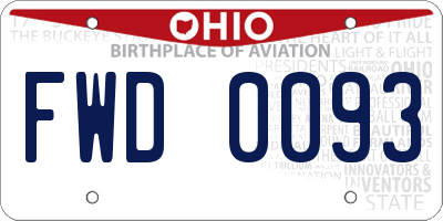 OH license plate FWD0093