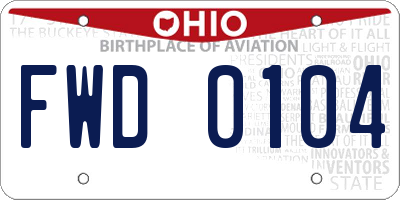 OH license plate FWD0104