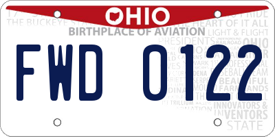 OH license plate FWD0122