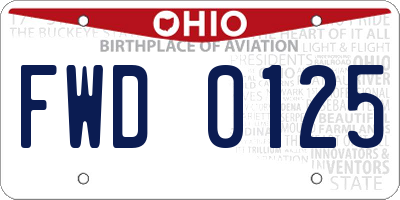 OH license plate FWD0125