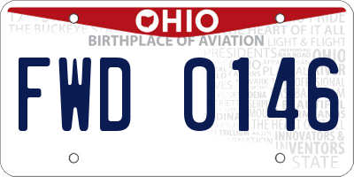 OH license plate FWD0146