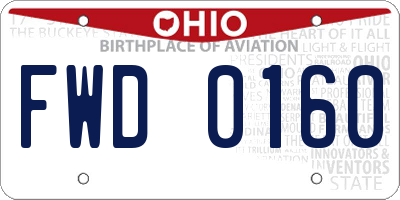 OH license plate FWD0160
