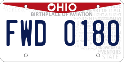 OH license plate FWD0180