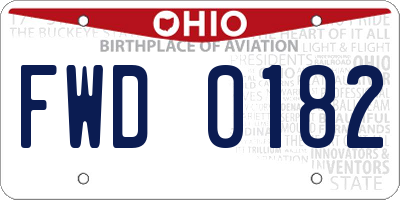 OH license plate FWD0182