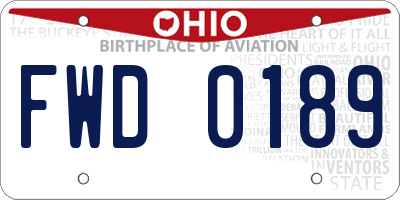OH license plate FWD0189