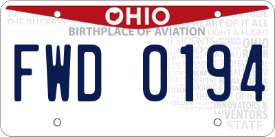 OH license plate FWD0194