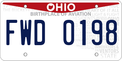 OH license plate FWD0198