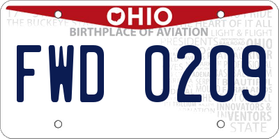 OH license plate FWD0209