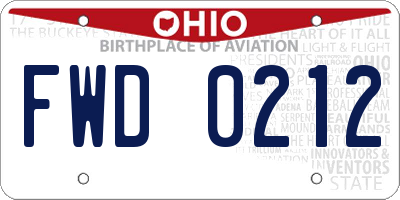 OH license plate FWD0212