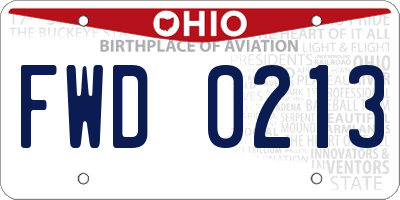 OH license plate FWD0213