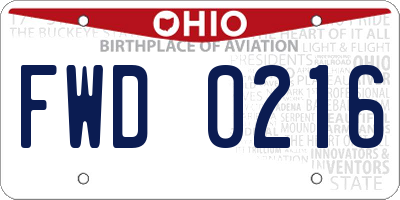 OH license plate FWD0216