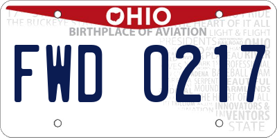 OH license plate FWD0217