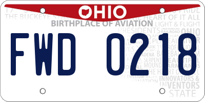 OH license plate FWD0218
