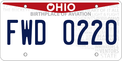 OH license plate FWD0220