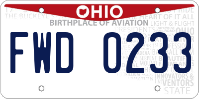 OH license plate FWD0233