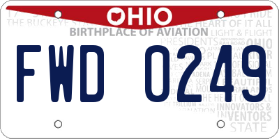 OH license plate FWD0249