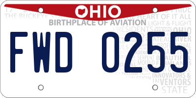 OH license plate FWD0255