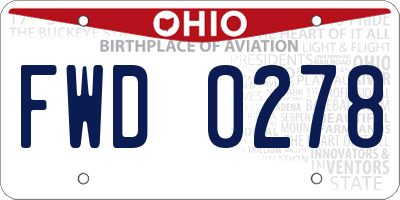 OH license plate FWD0278