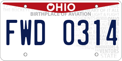 OH license plate FWD0314