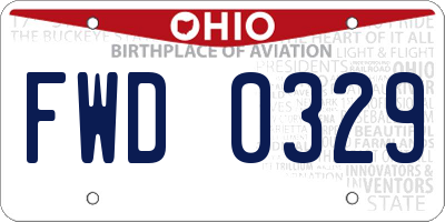 OH license plate FWD0329