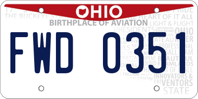 OH license plate FWD0351