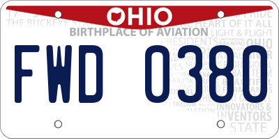 OH license plate FWD0380