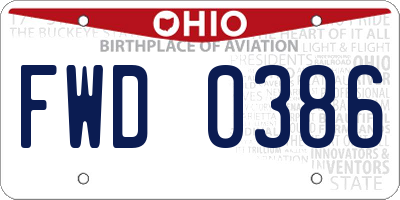 OH license plate FWD0386