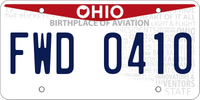 OH license plate FWD0410