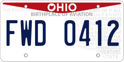 OH license plate FWD0412