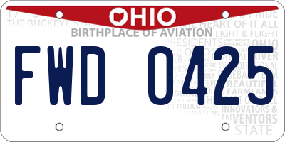OH license plate FWD0425