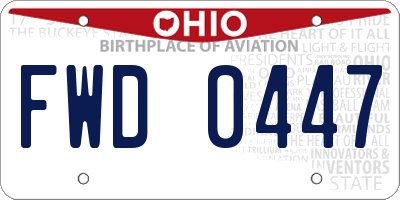 OH license plate FWD0447