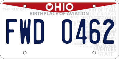 OH license plate FWD0462