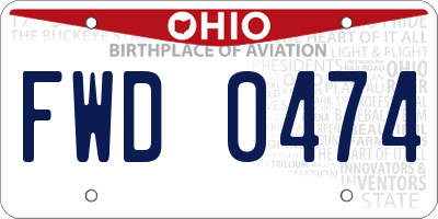OH license plate FWD0474