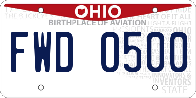 OH license plate FWD0500