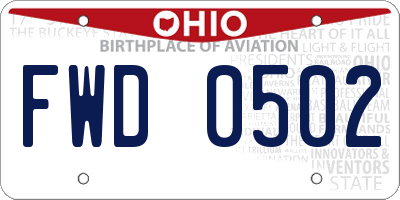 OH license plate FWD0502