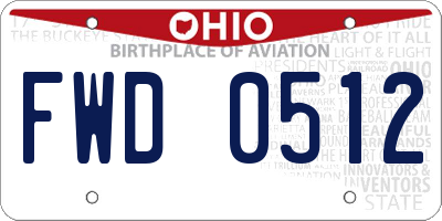 OH license plate FWD0512