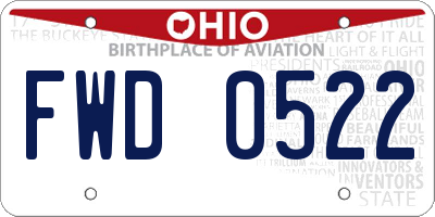 OH license plate FWD0522