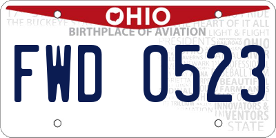 OH license plate FWD0523