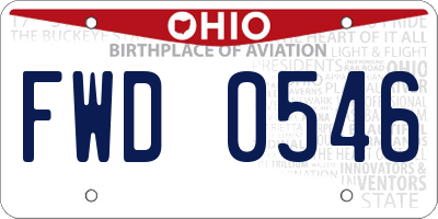 OH license plate FWD0546