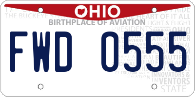 OH license plate FWD0555