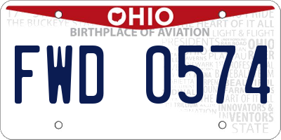 OH license plate FWD0574