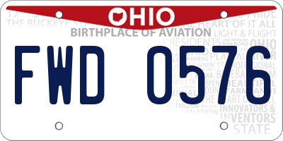 OH license plate FWD0576
