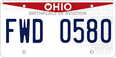 OH license plate FWD0580