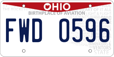 OH license plate FWD0596