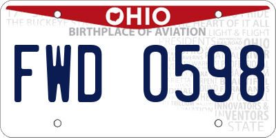 OH license plate FWD0598