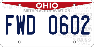 OH license plate FWD0602