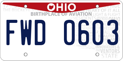 OH license plate FWD0603