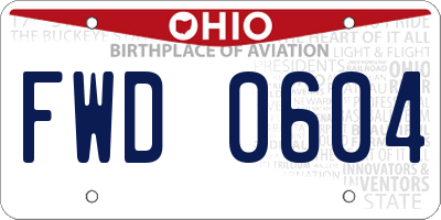 OH license plate FWD0604
