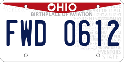 OH license plate FWD0612